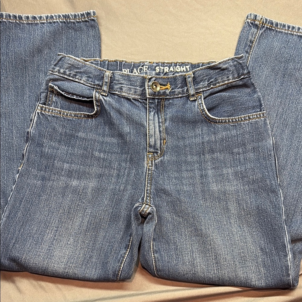 The Children's Place Boys Size 10 Husky Straight Leg Jeans Adjustable Waist Blue